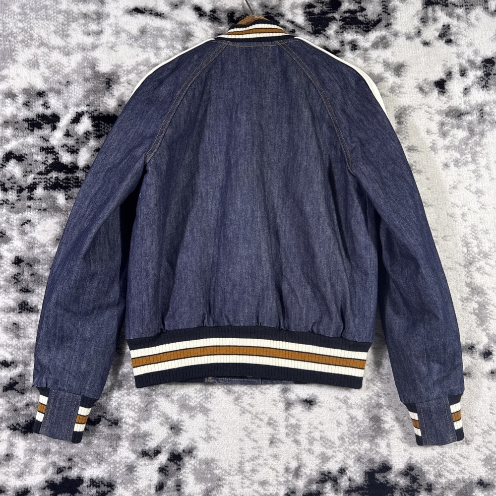Coach Denim Varsity Jacket Womens Small Dark Wash‎ Blue Embroidered Cutesy Girly - Picture 4 of 14